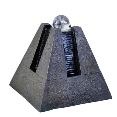 China Resin Humidifier Resin Pyramid Waterfall Rolling Ball Tabletop Water Fountain for sale