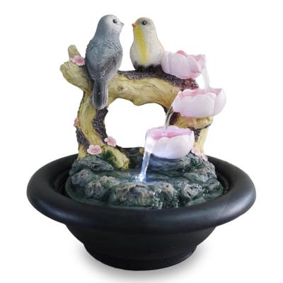 China Craftsman Resin Statue Animal Birds Water Fountain Home Indoor Table Decor for sale