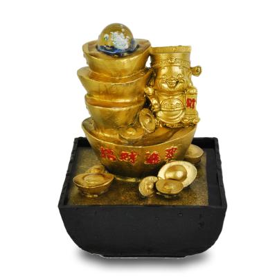 China Golden oriental fengshui god water fountain porcelain import ware decor for home for sale