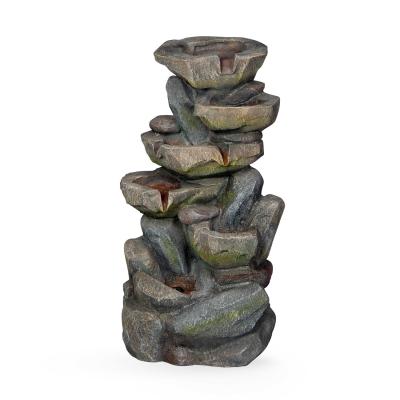 China Country Polyresin Waterfall Fountain Garden Outdoor Stone Waterfall Decoration for sale