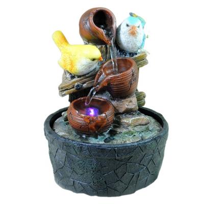 China Craftsman 120V Indoor Decorative Resin Birds Table Top Waterfalls Fountain Ornament for sale