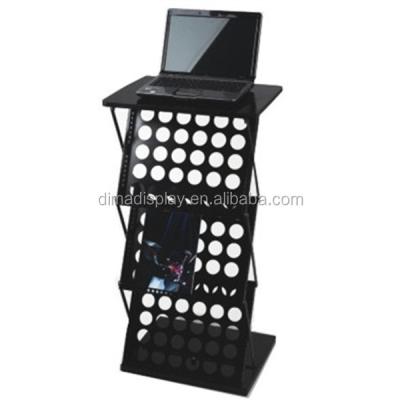 China Portable folding iron frame lecretn conference stand with 3 brochure display stands for sale