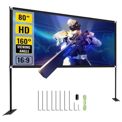 China 100 Inch Electric Projector Screen 16:9 HD 4K Ultra Portable Projector Screen With Stand for sale