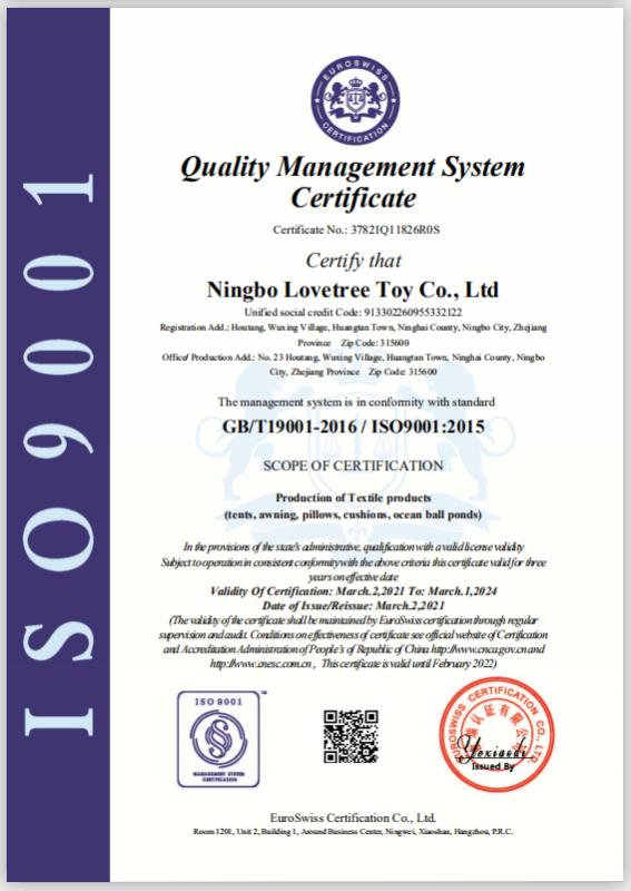 ISO9001 - Ningbo Love Tree Toy Co., Ltd.