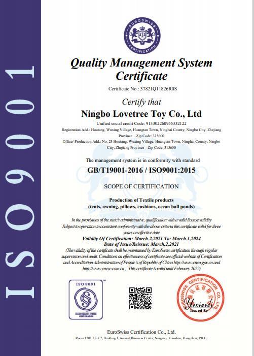 ISO9001 - Ningbo Love Tree Toy Co., Ltd.