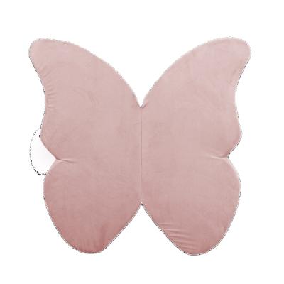 China 2021 Educational Toy China Factory New Arrival Premium Velvet Pink Butterfly Kids Baby Play Mat Foldable for sale