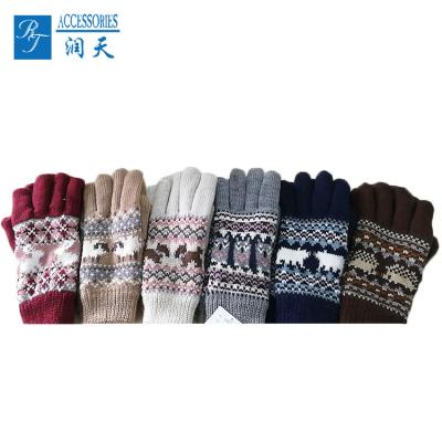 China Custom Knitted Jacquard Winter Couple Motorcycle Gloves Mittens for sale