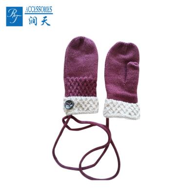 China Jacquard Girls Purple Mittens Two Finger Winter Knitting Glove for sale