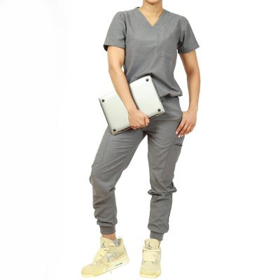 Κίνα Wholesale Medical Top+Pant fuyi Fashion Nurse Uniform Scrub Sets Spandex Scrubs Logo Nursing Uniforms Scrubs Suit For Hospital Staff προς πώληση