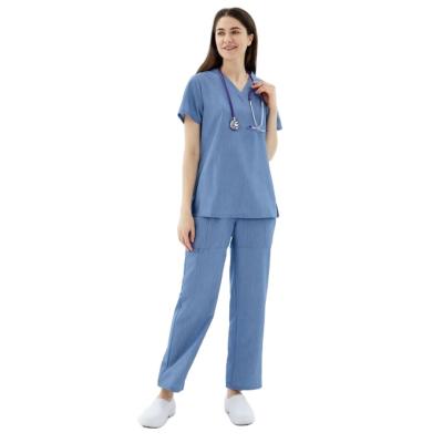 중국 Fashionable Medical V-Neck Comfortable Workwear Pockets Female Hospital Top+Pant Uniform Scrubs Suit 판매용