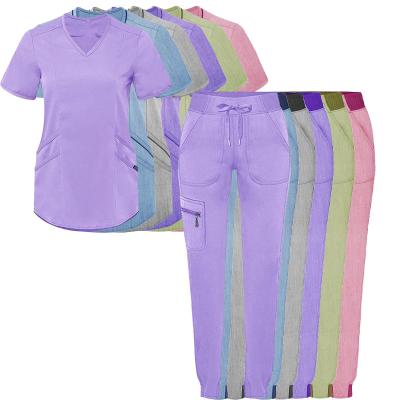 China Top+Pant 2021Customized Hospital Scrubs Design Uniforms Women Joggers Scrubs zu verkaufen