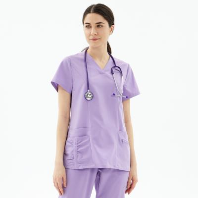 China high quality custom Anti-wrinkle grossgran band FUYI Spandex Nurse Uniform Medical Women Hospital Scrubs Elegant Fit Fancy zu verkaufen