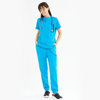 Cina Anti-wrinkle Color Contrast Uniforms Sets Medical White Nursing Scrubs Ankara Nurse Scrubs Nurses Scrub Clinic Uniform Set in vendita