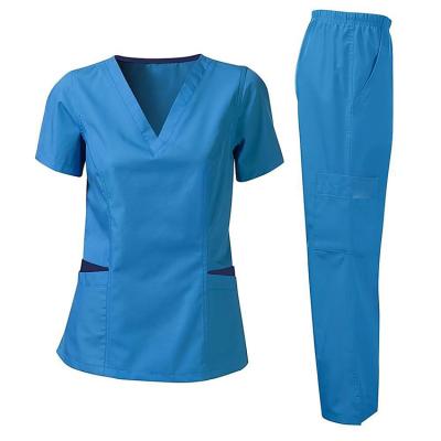 China 2021 Anti-wrinkle fuxin fuyi good quality cheap custom fashionable care scrubs medical scrubs uniform design scrubs set en venta