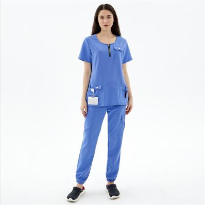 China Top+Pant Customized Design Hospital Uniforms Women Joggers Set Medico Uniforms Short / Long Sleeve Medical Scrub Uniforms zu verkaufen