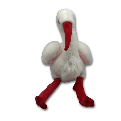 China Stork Lifelike Plush Toy White Stork Stuffed Bird Toy Crane Water Bird Plush Doll for sale