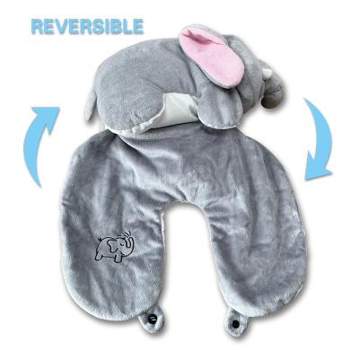 China Elephant 2 in 1 Pillow Animal Shape Neck Cushion Reversible Dog Elephant Filled with Beans for sale