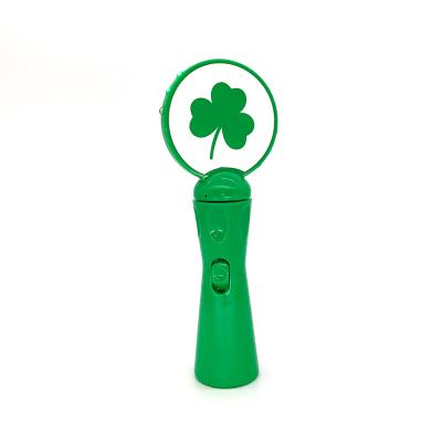 China Plastic St. Patrick's Day Colorful Shamrock Spinning Led Magic Wand for sale