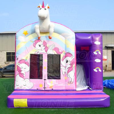 China Outdoor/indoor commercial kids inflatable bounce house with dry slide for sale for sale