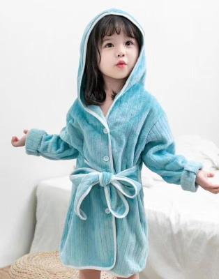 China Breathable Flannel Plush Polyester Soft Warm Cozy Comfortable Baby Bathrobes 100% OEM Different Color Option Order Accepted for sale