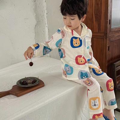 China Full breathable tiger print 100% cotton kids boy pajamas sets summer homewear OEM wholesale order supported for sale