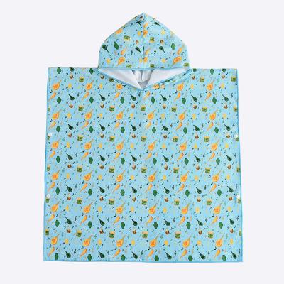 China 100% Full Microfiber Child Safe Print Towel Hooded Poncho For Kids Quick Dry OEM Logo Small Quantity for sale