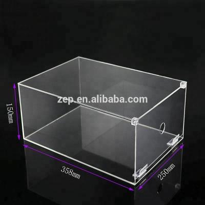 China Plastic Drop Front Acrylic Sneaker Box Shoe Packaging Viable With Hinge for sale