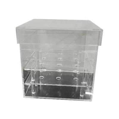 China Eco - Friendly Acrylic Fresh Flower Box 9 Holes With Removable Tray Drawer Box For Gift for sale