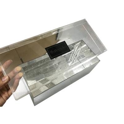 China Luxury Rectangle Velvet Flower Eco - Friendly Acrylic Mirror Box Packaging For 21 Roses for sale