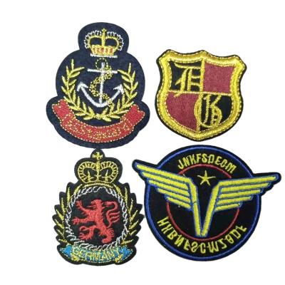 China China Factory Customized Viable Wholesale Embroidery Patch Badge Yarn Decorative Gold Garment Iron On Embroidery Patch for sale