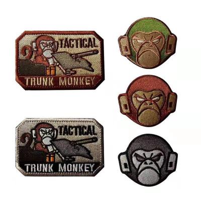 China Factory Wholesale American Military Tactical Animal Patch Magnetic Spot Monkey Embroidery For Clothing Patch for sale