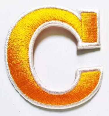 China Viable new design high quality factory price custom yellow 3d alphabet embroidery patch best for apparel embroidery patch for sale