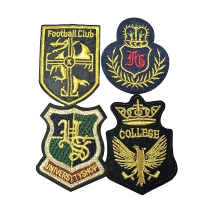 China China Factory Customized Viable Wholesale Embroidery Patch Badge Yarn Decorative Gold Garment Iron On Embroidery Patch for sale