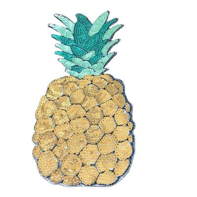 China Viable Factory Wholesale Custom Sequin Fruit Pineapple Embroidery Patch Clothing Decoration Patches for sale