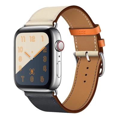 China Replacement Watch Bands Whip Hit Color Leather Watch Band For Apple Watch iwatch1 2 3 4 5 6 7 for sale