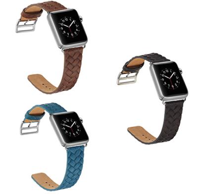 China High Quality Replacement Watch Bands Designer Vintage Woven Genuine Leather Watch Bands For Apple Watch 38mm 40mm 42,mm 44mm for sale