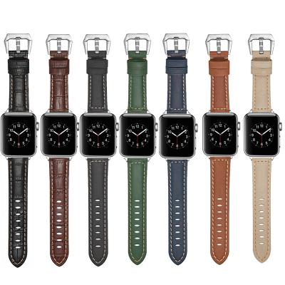 China Leather Watch Bands Hot Selling Retro Genuine Replacement Watch Bands Popular Design For Apple Watch 38mm 40mm 42, 44mm mm for sale