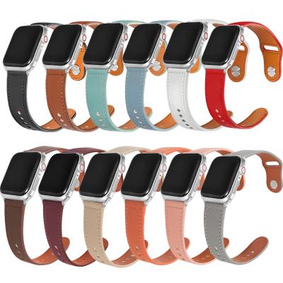 China Factory Outlet Amazon Hot Sell Fashionable High Quality Leather Watch Band Replacement Watch Bands For Apple Watch 40mm 44mm for sale