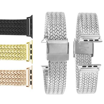 China High Quality Different Design Stainless Steel Mesh Milanese Watch Bands Replacement Watch Bands For Apple Watch 7 6 5 4 3 2 1 for sale