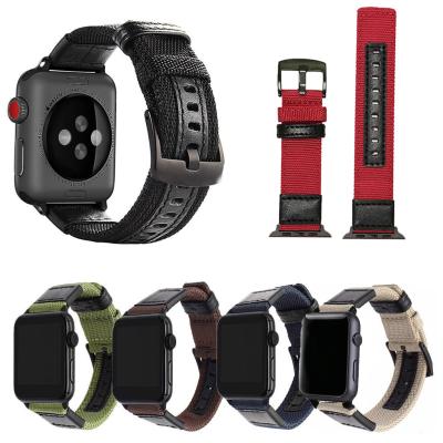 China Replacement Watch Bands New Design Black Hot Buckle Canvas Cowhide Genuine Amazon Sale Jeep Pattern Nylon Watch Band For Apple Watch 7 6 5 4 3 2 1 for sale