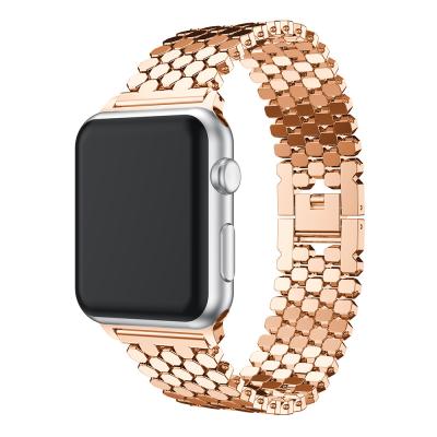 China Replacement Watch Bands Fish Scale Stainless Steel Strap Honeycomb Mesh Metal Watch Band For Apple Watch 38mm 40mm 41mm 42mm 44mm 45mm for sale