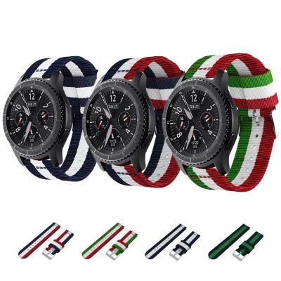 China Factory Wholesale Replacement Watch Bands Suitable For Samsung S3 22mm Strap Canvas Switch Quick Release Nylon Casual Watch Band for sale