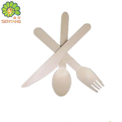 China 160mm Reinforced Design Disposable Wooden Fork Spoon Knife For Parties Hotel for sale