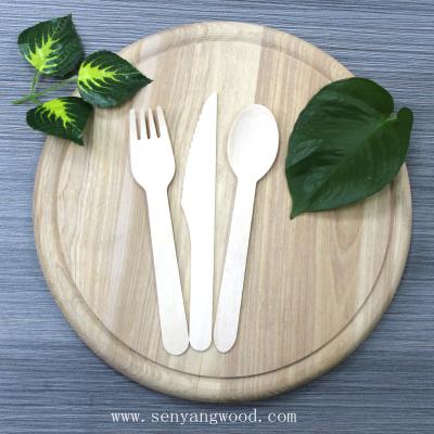 China Wedding Disposable Restaurant Birchwood Cutlery Spoon Fork Knife Wooden Set for sale