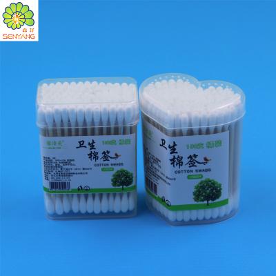 China Industrial Sterile Plastic Wooden Double Point Cotton Cotton Ear Swab for sale