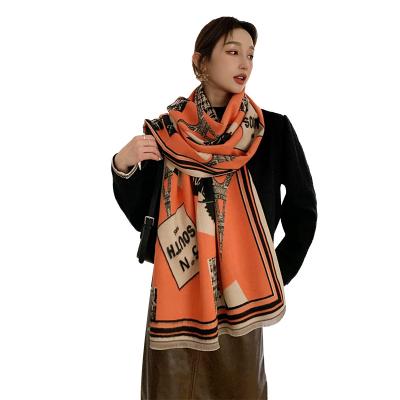 China Fashion Designer Style Women Jacquard Cashmere American European American Scarf Thick Winter Ladies Shawl for sale