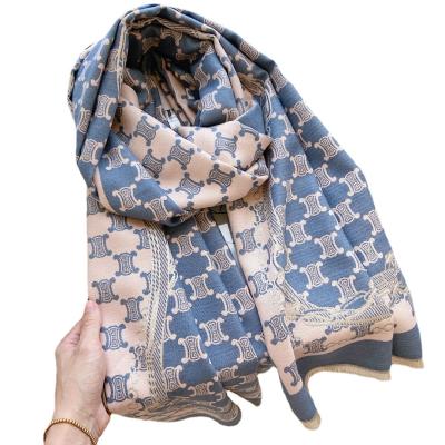 China Warm thickened color shawl scarf women's long cashmere scarves European American style scarf new double for sale