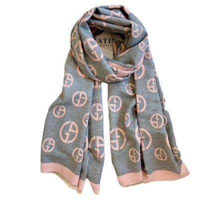 China European American luxury women's winter brand scarves wool jacquard wool acrylic shawl Ladies for sale