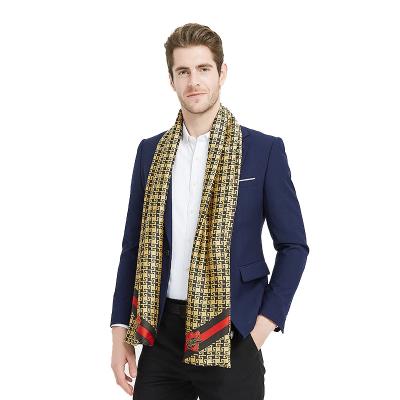 China Winter Business Plaid Long Scarf Men's Simple Soft Thickened High-grade Brushed Boy's Bib for sale