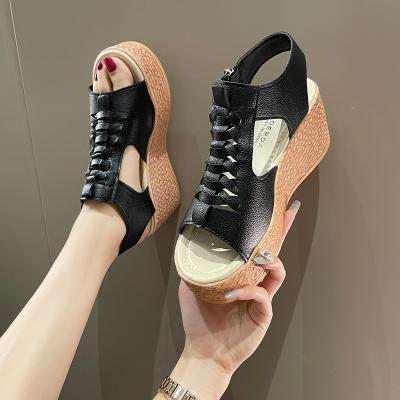 China Damping 2023 new arrival chunky wedge heel sandals woman platform sandals for women and lady wedge sandals for sale